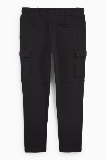 Pánské - Teplákové cargo kalhoty - černá