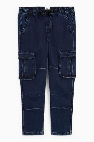 Men - Cargo jeans - tapered fit - jog denim - LYCRA® - denim-dark blue