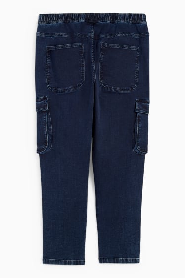 Men - Cargo jeans - tapered fit - jog denim - LYCRA® - denim-dark blue