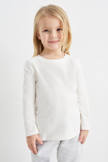 Kinder Mädchen - Herz - Langarmshirt - cremeweiß