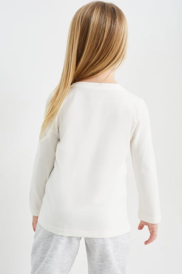 Kinder Mädchen - Herz - Langarmshirt - cremeweiß