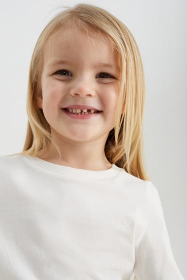 Kinder Mädchen - Herz - Langarmshirt - cremeweiß