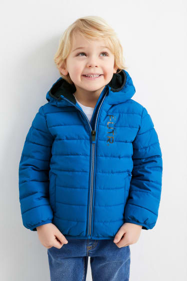 Dětské - Prošívaná bunda s kapucí - vodoodpudivá - modrá