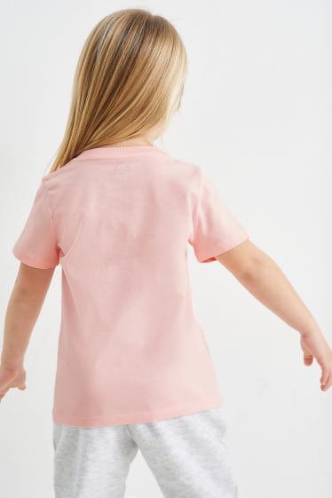 Dětské - Motiv srdce - tričko s krátkým rukávem - růžová