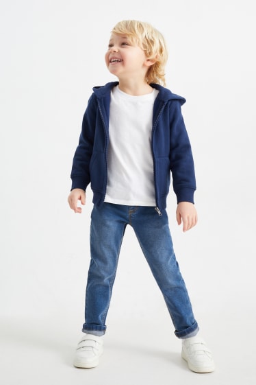 Dětské - Multipack 3 ks - slim jeans, plátěné a teplákové kalhoty - džíny - modré