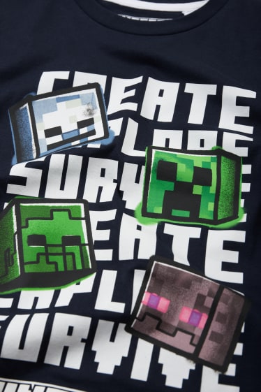 Niños - Pack de 2 - Minecraft - camisetas de manga corta - azul / blanco
