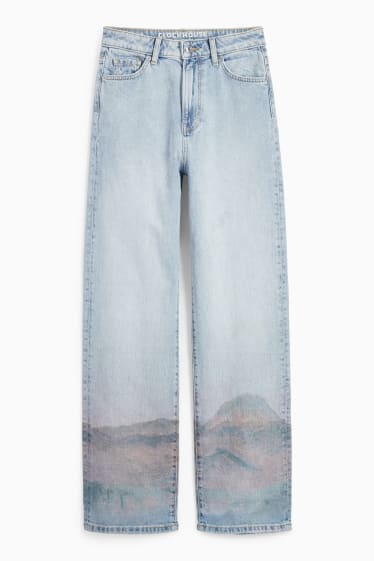 Dames - Loose fit jeans - high waist - jeanslichtblauw