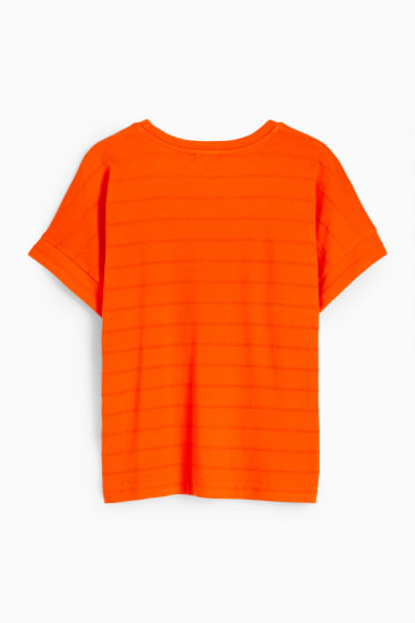 Dames - T-shirt - gestreept - oranje