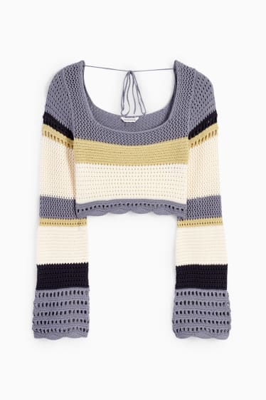 Women - CLOCKHOUSE - cropped jumper - striped - gray