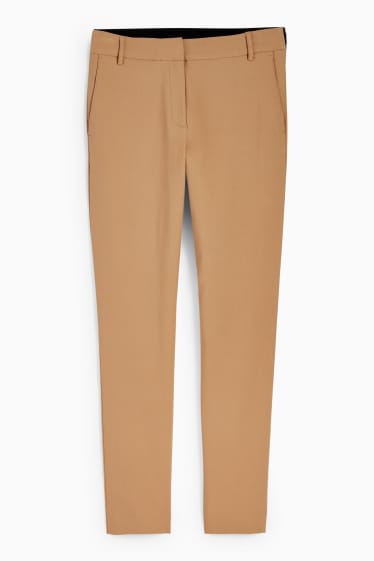 Women - Cloth trousers - mid-rise waist - slim fit - light brown