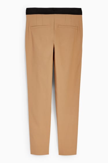 Women - Cloth trousers - mid-rise waist - slim fit - light brown