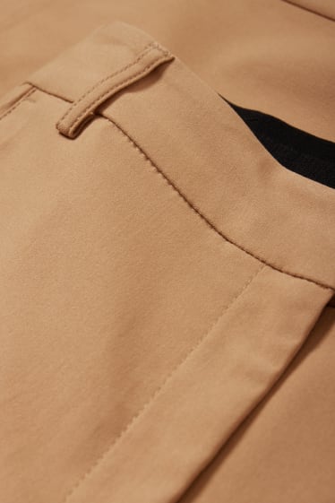 Women - Cloth trousers - mid-rise waist - slim fit - light brown