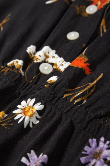 Femei - Rochie pentru alăptare, din viscoză - cu flori - negru