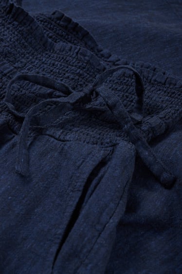Mujer - Pantalón premamá de tela - palazzo - mezcla de lino - azul oscuro