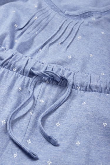 Damen - Pyjama - geblümt - blau