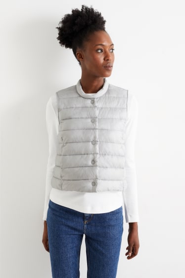 Women - Quilted gilet - light gray