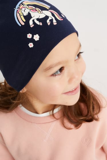 Enfants - Licorne - bonnet - bleu foncé