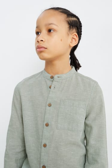 Niños - Camisa - mezcla de lino - verde