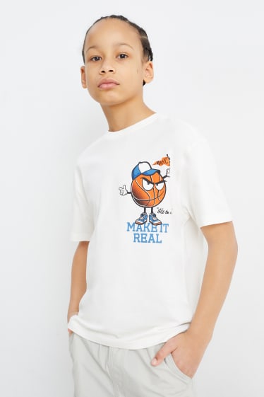 Kinder - Basketball - Kurzarmshirt - cremeweiß