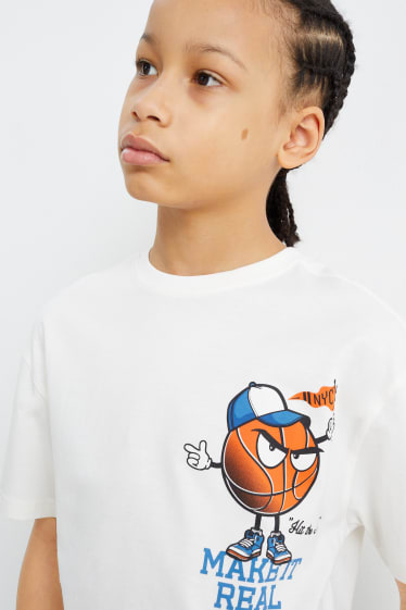 Dětské - Basketbal - tričko s krátkým rukávem - krémově bílá