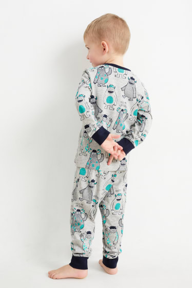 Enfants - Monstres - pyjama - 2 pièces - gris clair chiné
