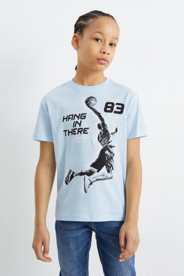 Children Boys - Basketball - short sleeve T-shirt - light blue
