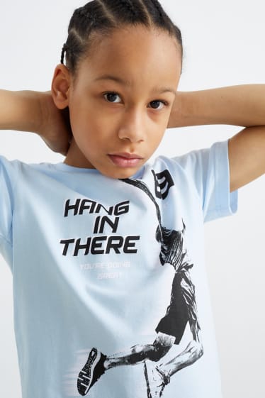 Children Boys - Basketball - short sleeve T-shirt - light blue