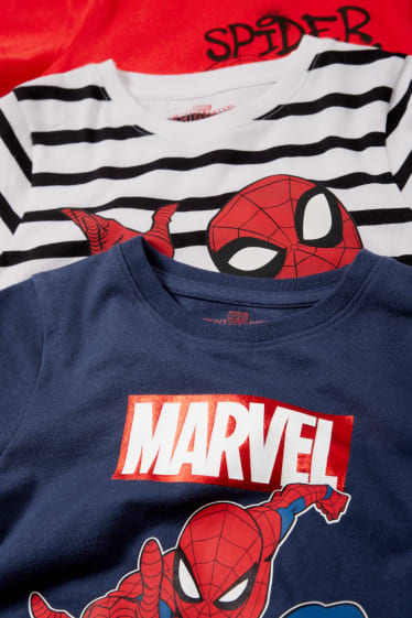 Niños - Pack de 3 - Spider-Man - camisetas de manga corta - azul oscuro