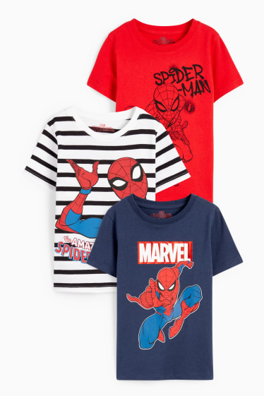 Kinder - Multipack 3er - Spider-Man - Kurzarmshirt - dunkelblau