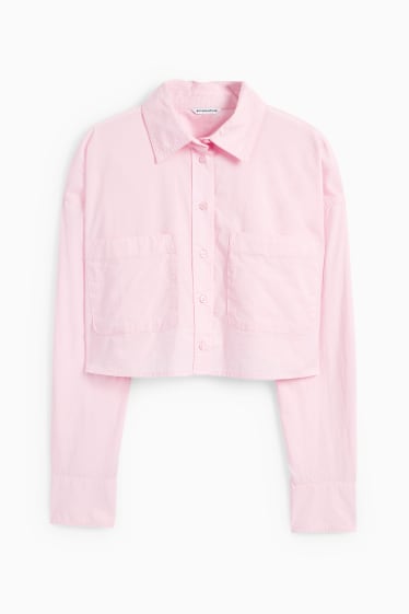 Dames - CLOCKHOUSE - korte blouse - roze
