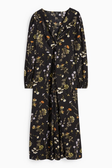 Femmes - Robe de style empire avec encolure en V - à fleurs - noir