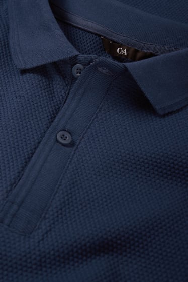 Heren - Poloshirt - met structuur - donkerblauw