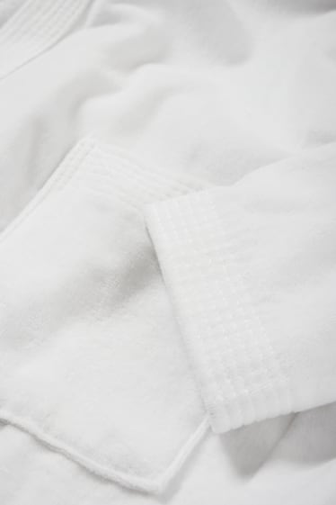 Women - Terry cloth bathrobe with hood - white