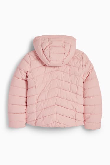 Dětské - Prošívaná bunda s kapucí - vodoodpudivá - růžová