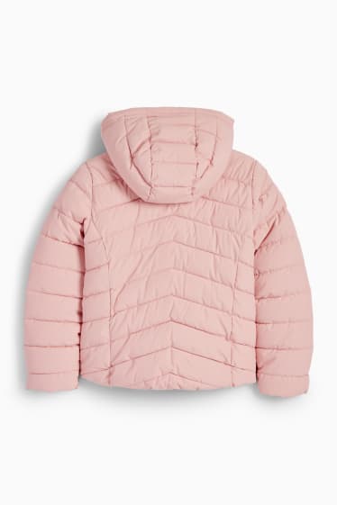 Children Girls - Quilted jacket with hood - water-repellent - rose