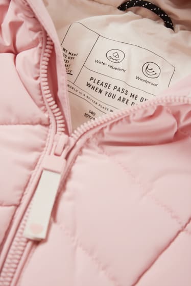 Kinder - Steppjacke mit Kapuze - wasserabweisend - rosa