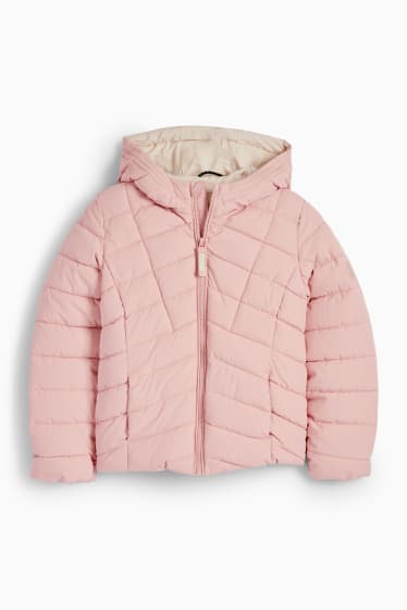 Children Girls - Quilted jacket with hood - water-repellent - rose