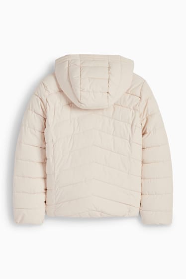 Kinderen - Gewatteerde jas met capuchon - waterafstotend  - licht beige