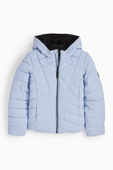 Kinder - Steppjacke mit Kapuze - wasserabweisend - hellblau