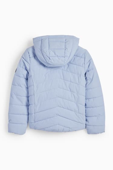 Kinder - Steppjacke mit Kapuze - wasserabweisend - hellblau