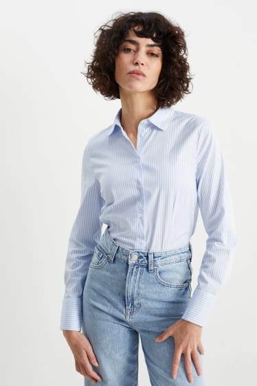 Femei - Bluză - cu dungi - albastru deschis