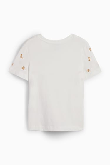 Damen - T-Shirt - geblümt - cremeweiß