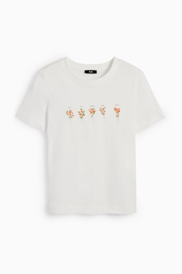 Dames - T-shirt - crème wit