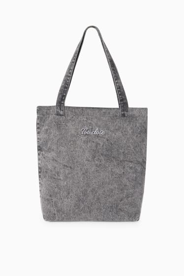 Dames - Shopper van denim - donkergrijs