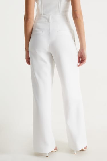 Donna - Pantaloni business - vita alta - gamba larga - bianco