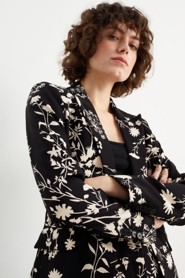 Femmes - Blazer - regular fit - à fleurs - noir