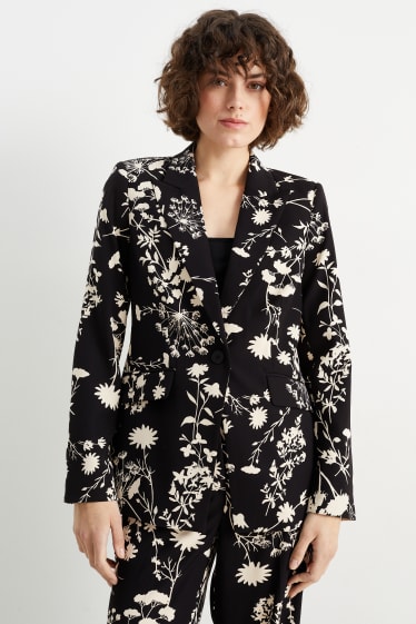 Femmes - Blazer - regular fit - à fleurs - noir