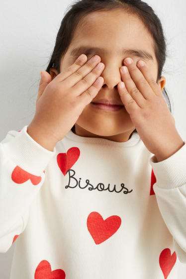 Kinder Mädchen - Herz - Sweatshirt - weiss