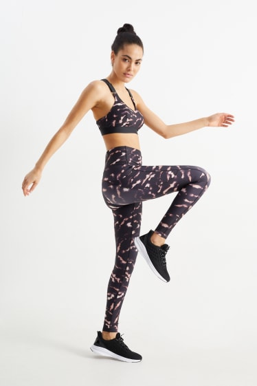 Women - Technical leggings - 4 Way Stretch - patterned - black
