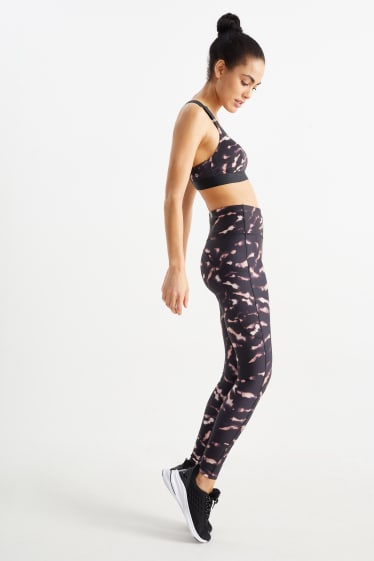 Women - Technical leggings - 4 Way Stretch - patterned - black